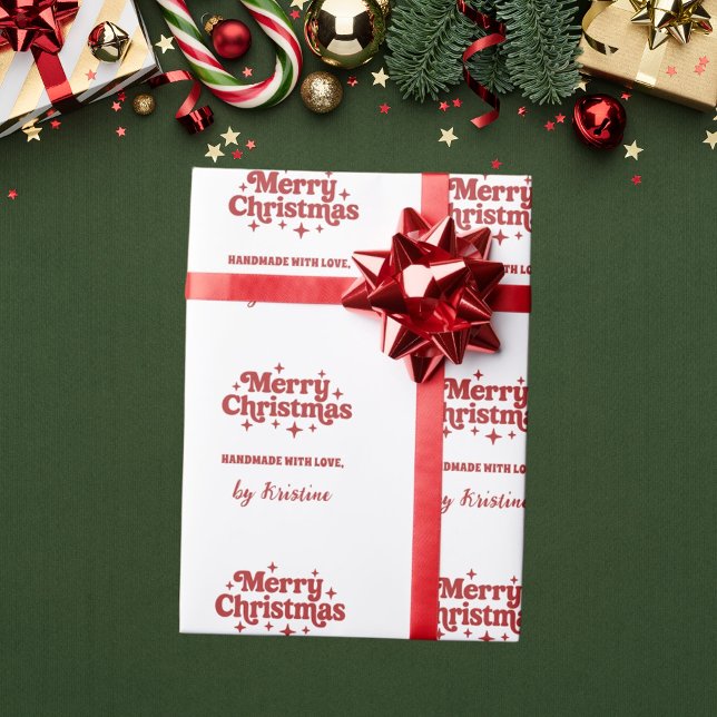 Red white handmade by Christmas gift wrapping Wrapping Paper (Creator Uploaded)