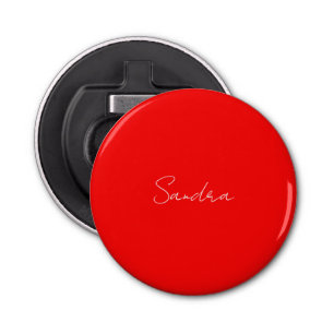 Red White Handwritten Minimalist Your Name Bottle Opener