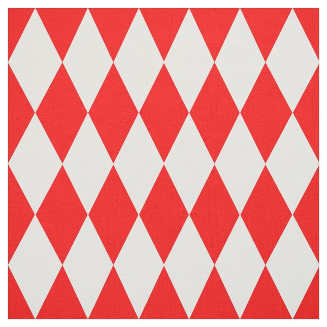 Red White Harlequin Diamonds Checkers Design  Fabric (Swatch)