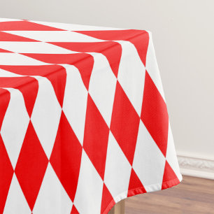 Red White Harlequin Diamonds Checkers Design  Tablecloth