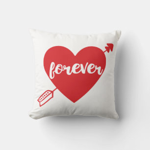 Red White Heart Love Wedding Bride Bridal Shower Cushion