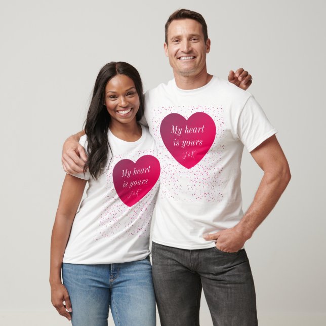 Red White Heart Modern Valentines Day Men T-Shirt (Unisex)