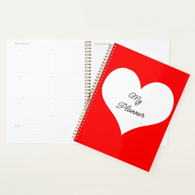 Red white heart planner (Display)