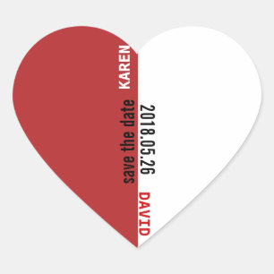 Red-White Heart-Shaped Wedding Sticker