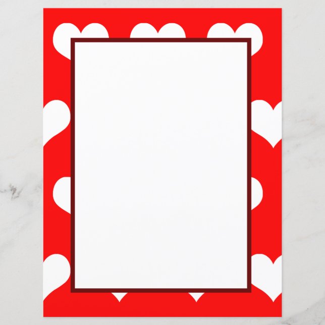 Red white hearts clean minimal Paper Sheet (Front)
