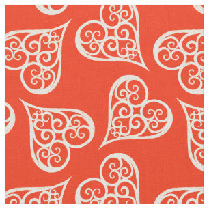 Red & White hearts • Elegant Traditional Christmas Fabric