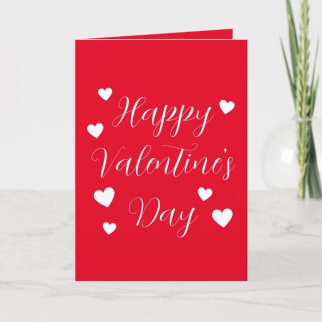 Red White Hearts Happy Valentine's Day  Card (Front)
