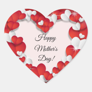 Red & White Hearts Heart Sticker