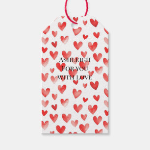 Red White Hearts Love Valentine's day Gift Tags