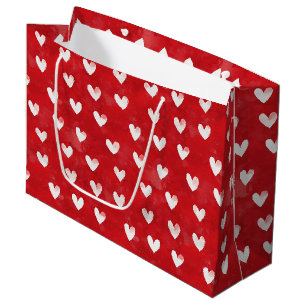 Red White Hearts Love Valentine's day Large Gift Bag