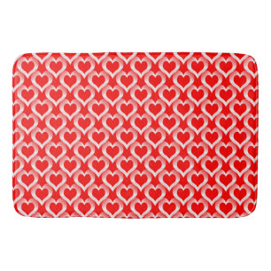 Red White Hearts Pattern Bath Mat