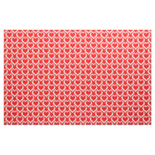 Red White Hearts Pattern Fabric