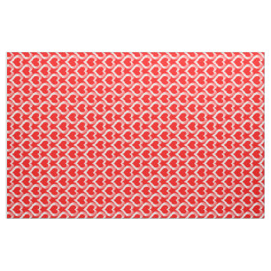 Red White Hearts Pattern Fabric