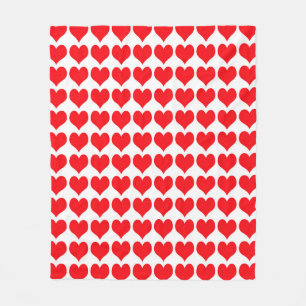 Red White Hearts Pattern Fleece Blanket