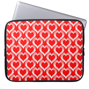 Red White Hearts Pattern Laptop Sleeve