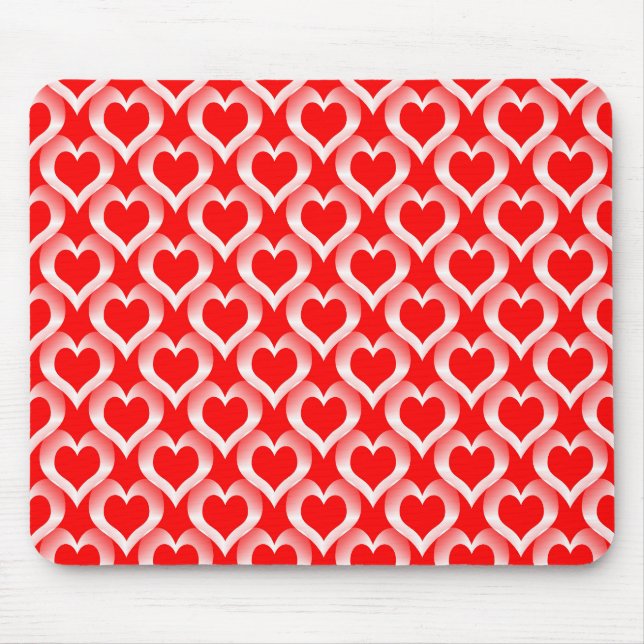 Red White Hearts Pattern Mouse Mat (Front)