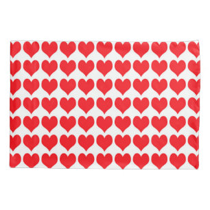 Red White Hearts Pattern Pillowcase