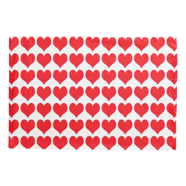 Red White Hearts Pattern Pillowcase (Back)