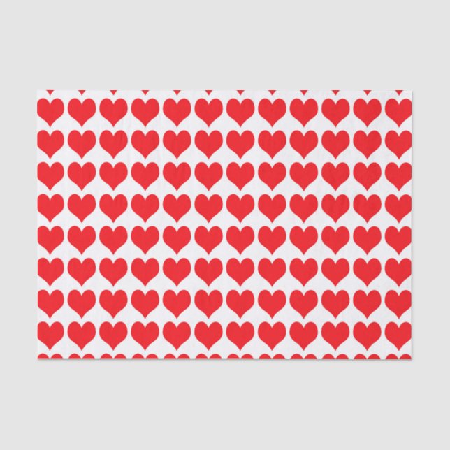 Red White Hearts Pattern Tissue Paper (Front)