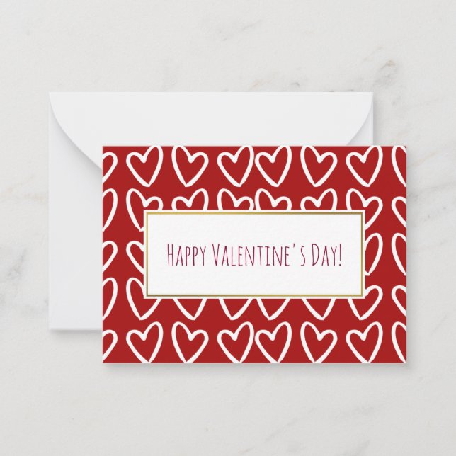 Red & White Hearts Valentine Cards 100 pack (Front)
