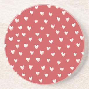 Red White Hearts Valentine's Day Coaster