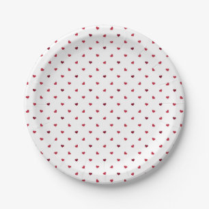 RED & WHITE HEARTS VALENTINES DAY PAPER PLATES