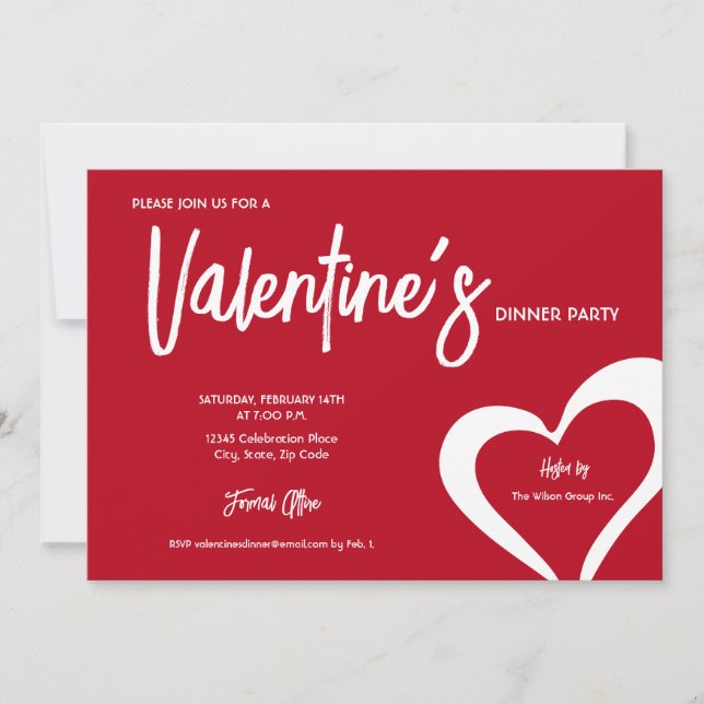 Red White hearts Valentine's Day party custom Invitation (Front)