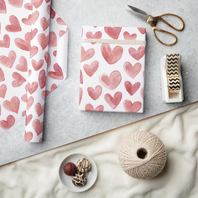 Red White Hearts Wrapping Paper (Crafts)