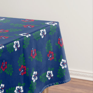 Red & White Hibiscus Tablecloth