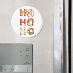 Red White Ho Ho Ho Gingerbread Cookie Christmas Magnet