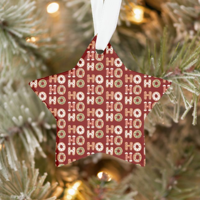 Red White Ho Ho Ho Gingerbread Cookie Christmas Ornament (Tree)