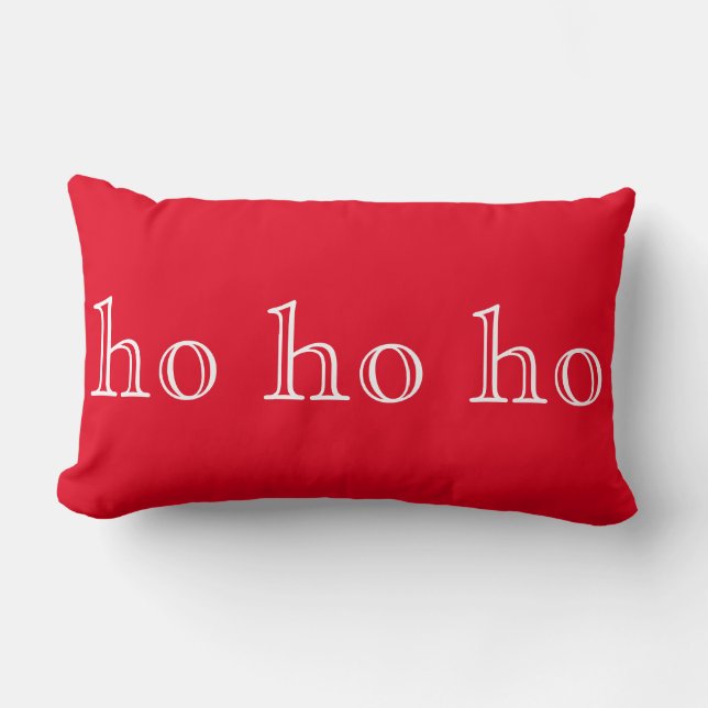 Red White ho ho ho Merry Christmas Lumbar Cushion (Front)