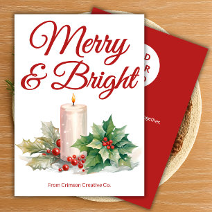 Red & White Holiday Card with Business Name