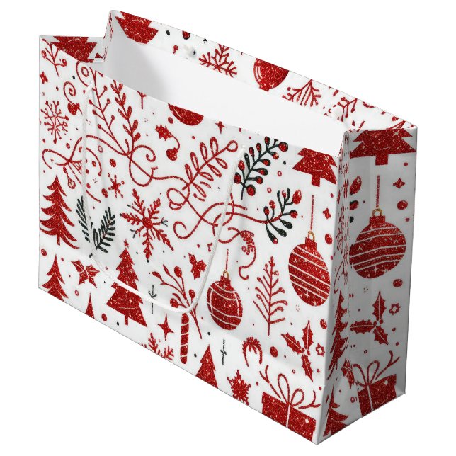 Red White Holiday Gift Bag (Front Angled)