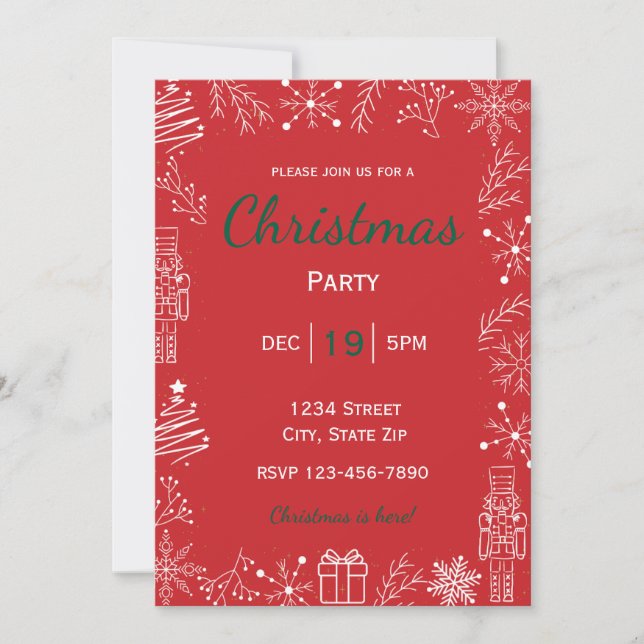 Red & White Holiday Invitation | Modern Glam (Front)