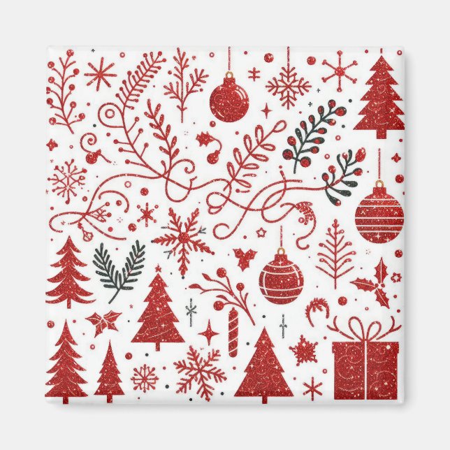 Red White Holiday Magnet (Front)