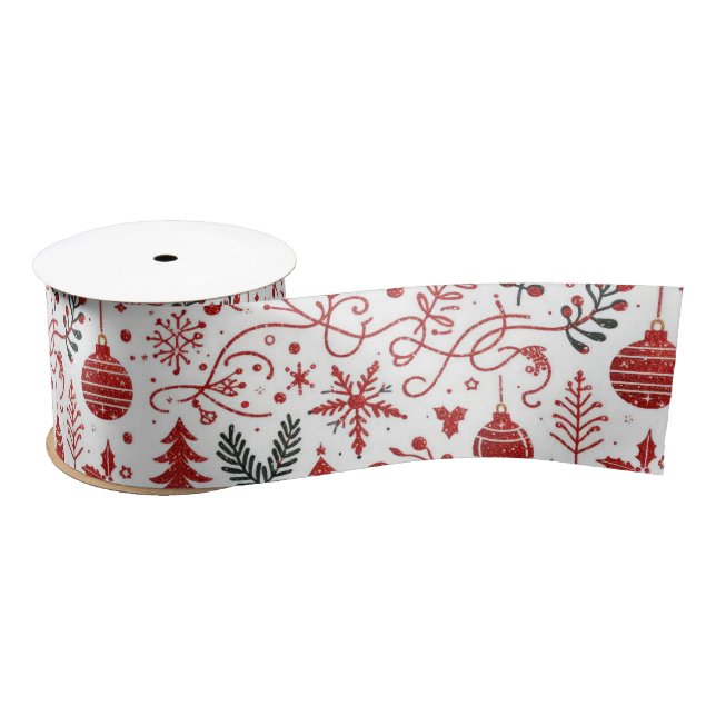 Red White Holiday Satin Ribbon (Spool)