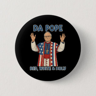 Red White Holy Da Pope From America Chicago Pope L 6 Cm Round Badge
