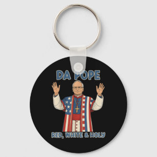 Red White Holy Da Pope From America Chicago Pope L Key Ring