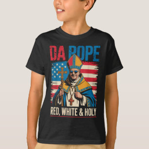 Red White Holy Da Pope From America Chicago Pope L T-Shirt