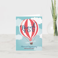 Red White Hot Air Balloon Thank You Note Card