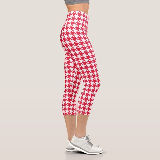 Red & White Houndstooth  Capri Leggings (Right)