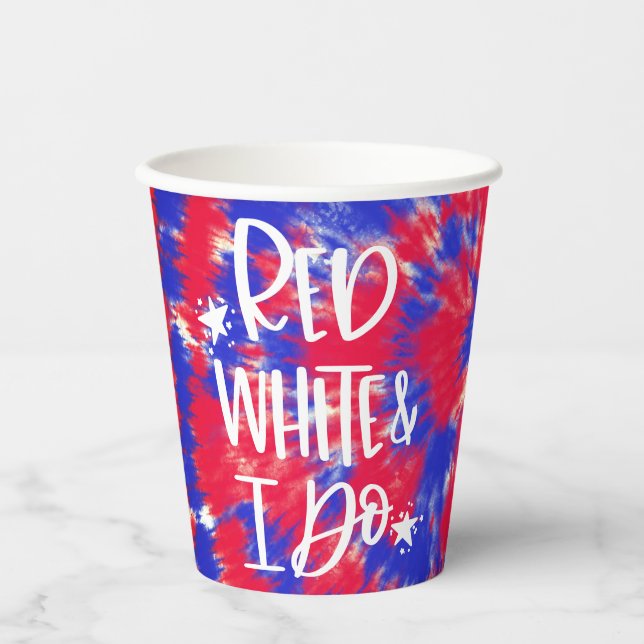 Red White I Do 4th July Bachelorette  Paper Cups (Front)