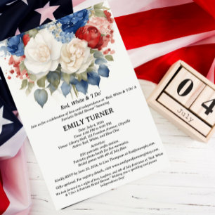 Red White & I Do 4th of July Bridal Shower Invitation