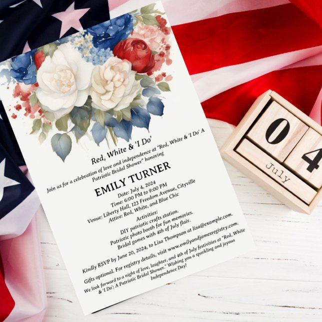 Red White & I Do 4th of July Bridal Shower Invitation (Creator Uploaded)