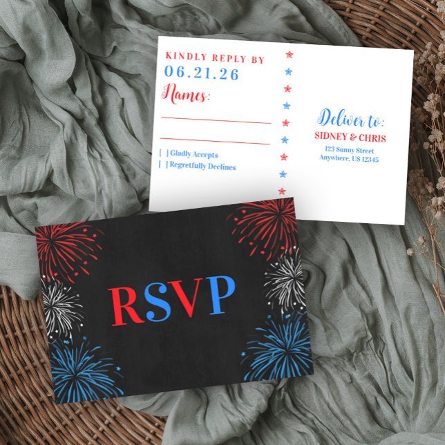 Red White & I Do 4th of July Wedding RSV RSVP Card (Creator Uploaded)