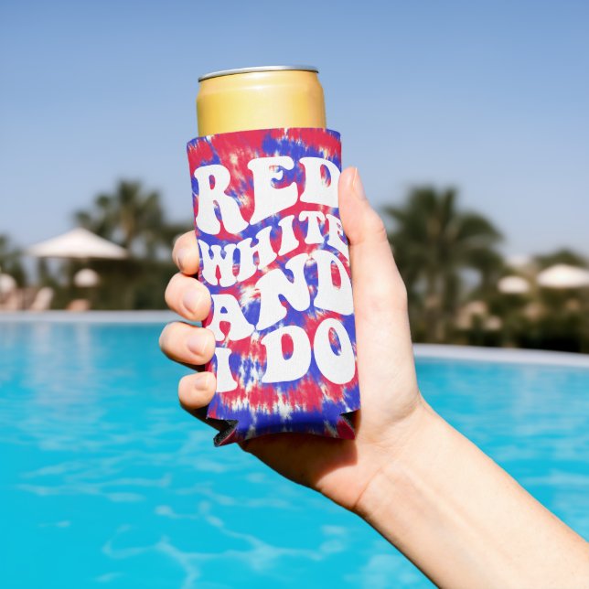 Red White I Do America Tie Dye Bachelorette Seltzer Can Cooler (In Situ Pool)