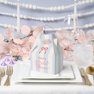 Red White & I Do Bow Blue Stripes Bridal Shower Favour Box
