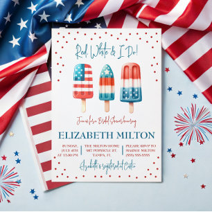 Red, White & I Do Patriotic Popsicle Bridal Shower Invitation