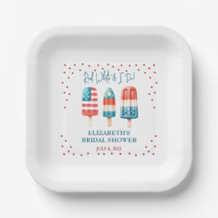 Red, White & I Do Patriotic Popsicle Bridal Shower Paper Plate